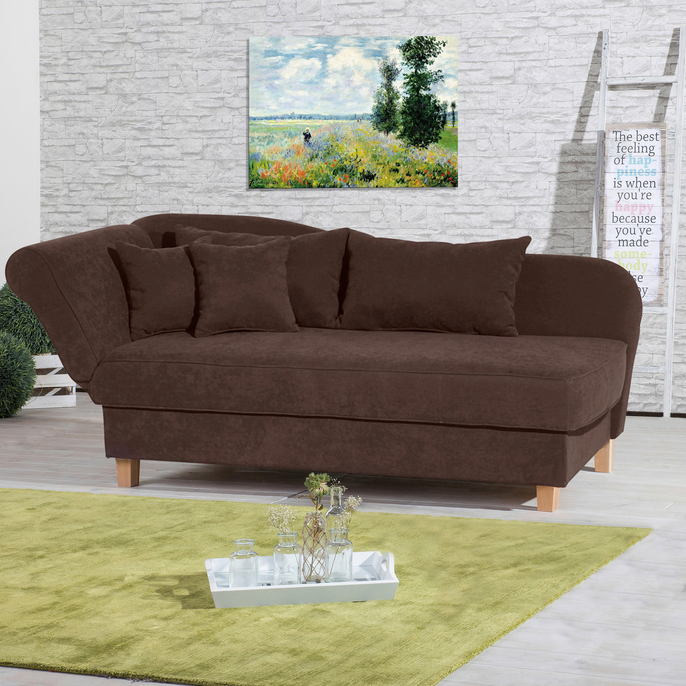 RÉCAMIERE Braun Velours  - Buchefarben/Braun, Design, Holz/Textil (190/88/82cm) - Max Winzer