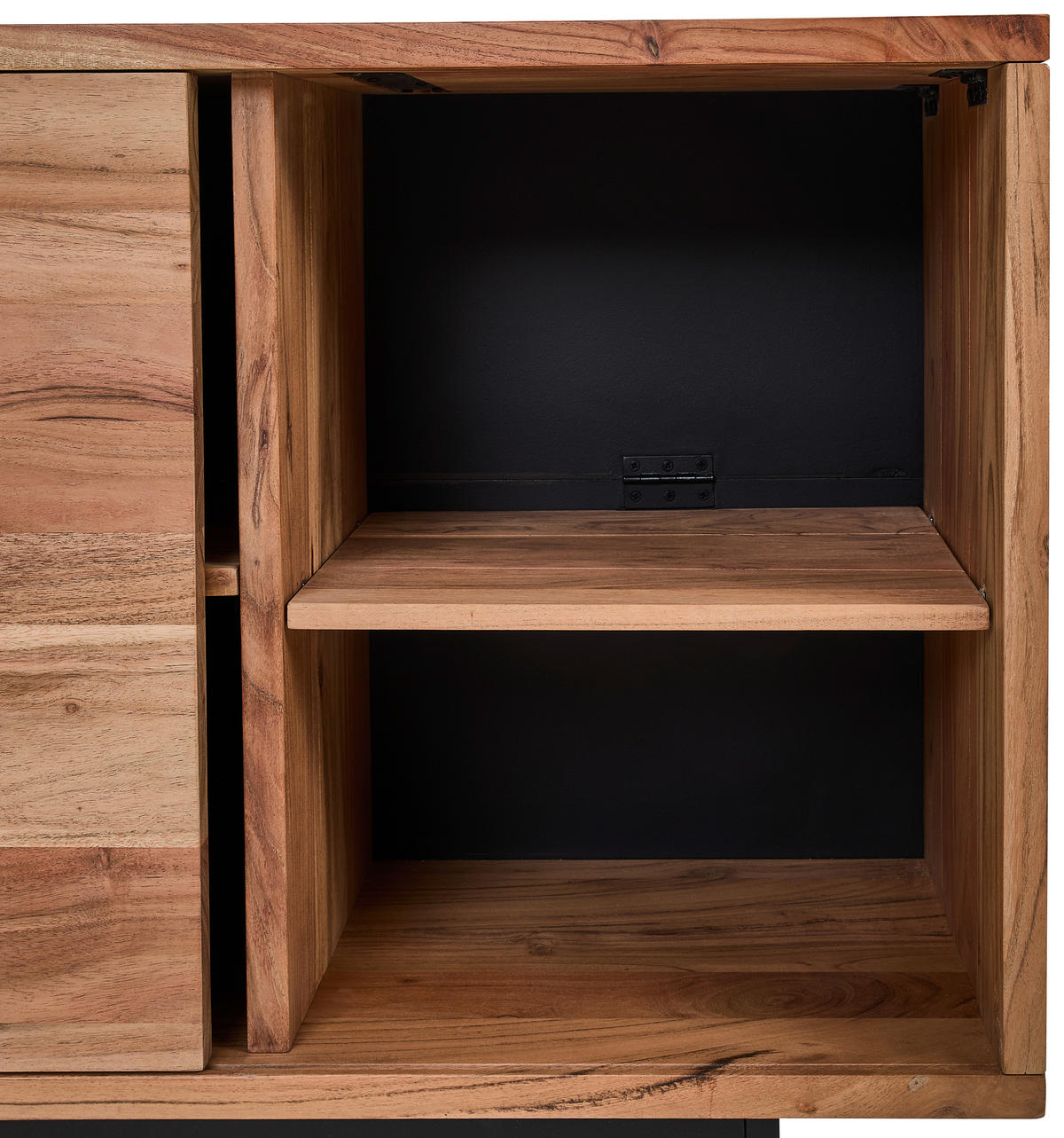 SIDEBOARD  in 160/76/40 cm  - Schwarz/Naturfarben, LIFESTYLE, Holz/Metall (160/76/40cm) - Livetastic