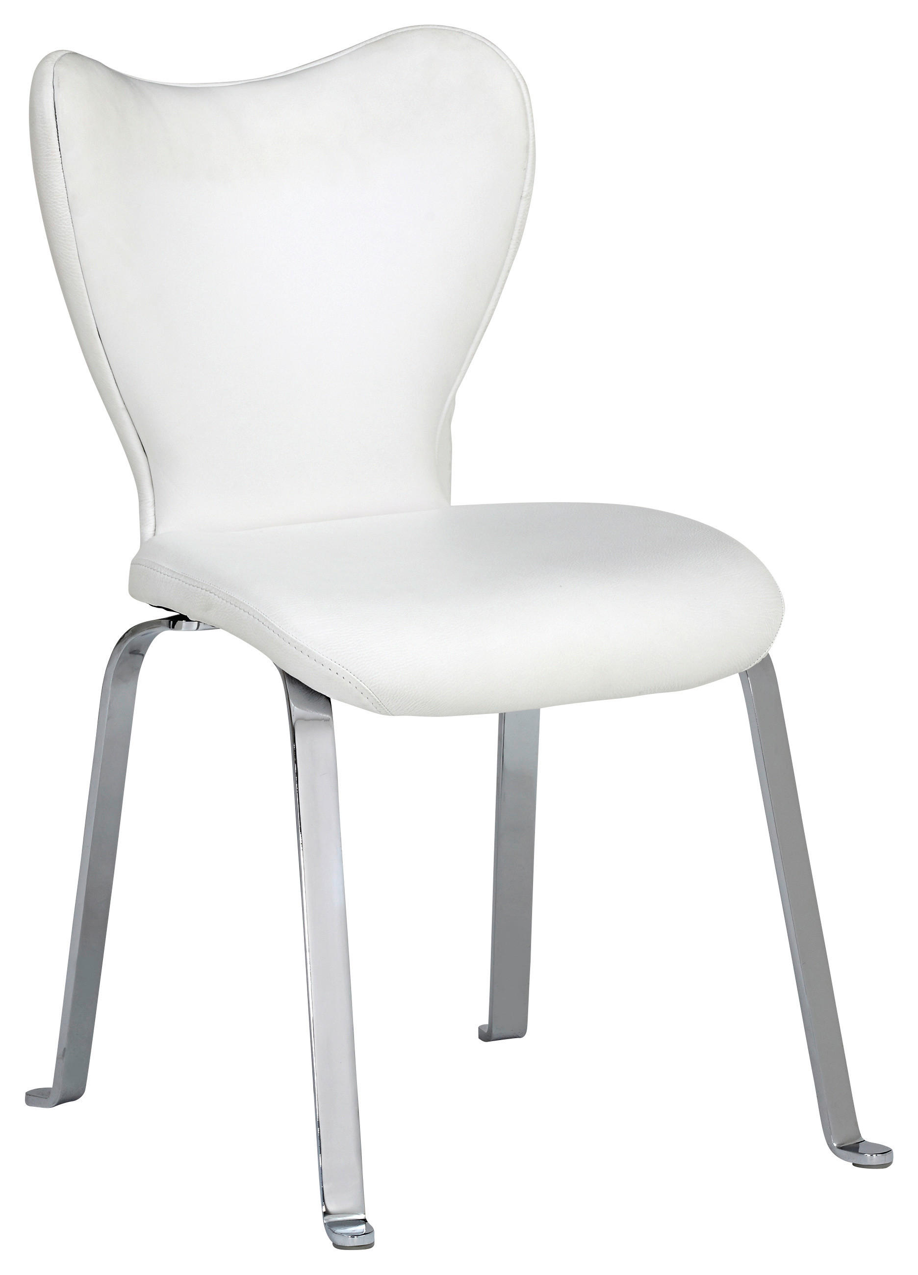 STUHL  in Echtleder Metall, Leder  - Chromfarben/Weiß, Design, Leder/Metall (53/91/64cm) - Joop!