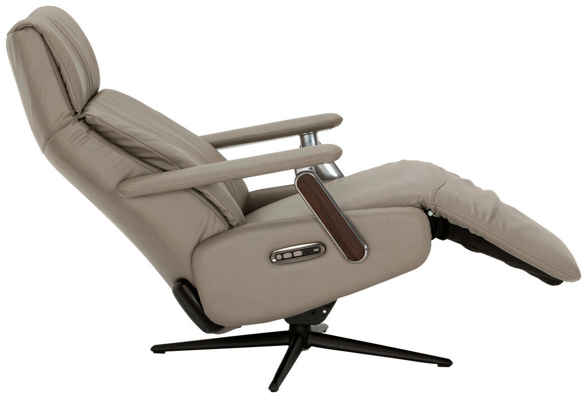RELAXSESSEL Lederlook Echtleder    - Taupe/Schwarz, KONVENTIONELL, Leder/Textil (73/116/84cm) - Livetastic