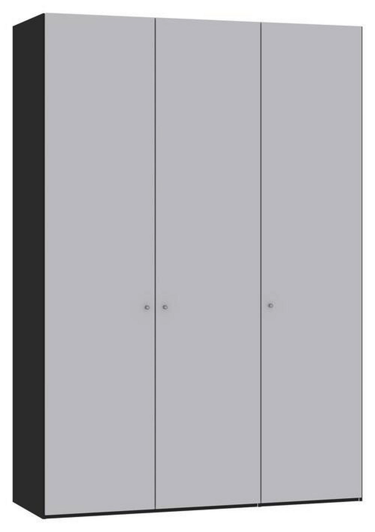 DREHTÜRENSCHRANK 152/220/40 cm 3-türig Schwarz, Hellgrau  - Silberfarben/Hellgrau, Design, Glas/Holzwerkstoff (152/220/40cm) - Jutzler