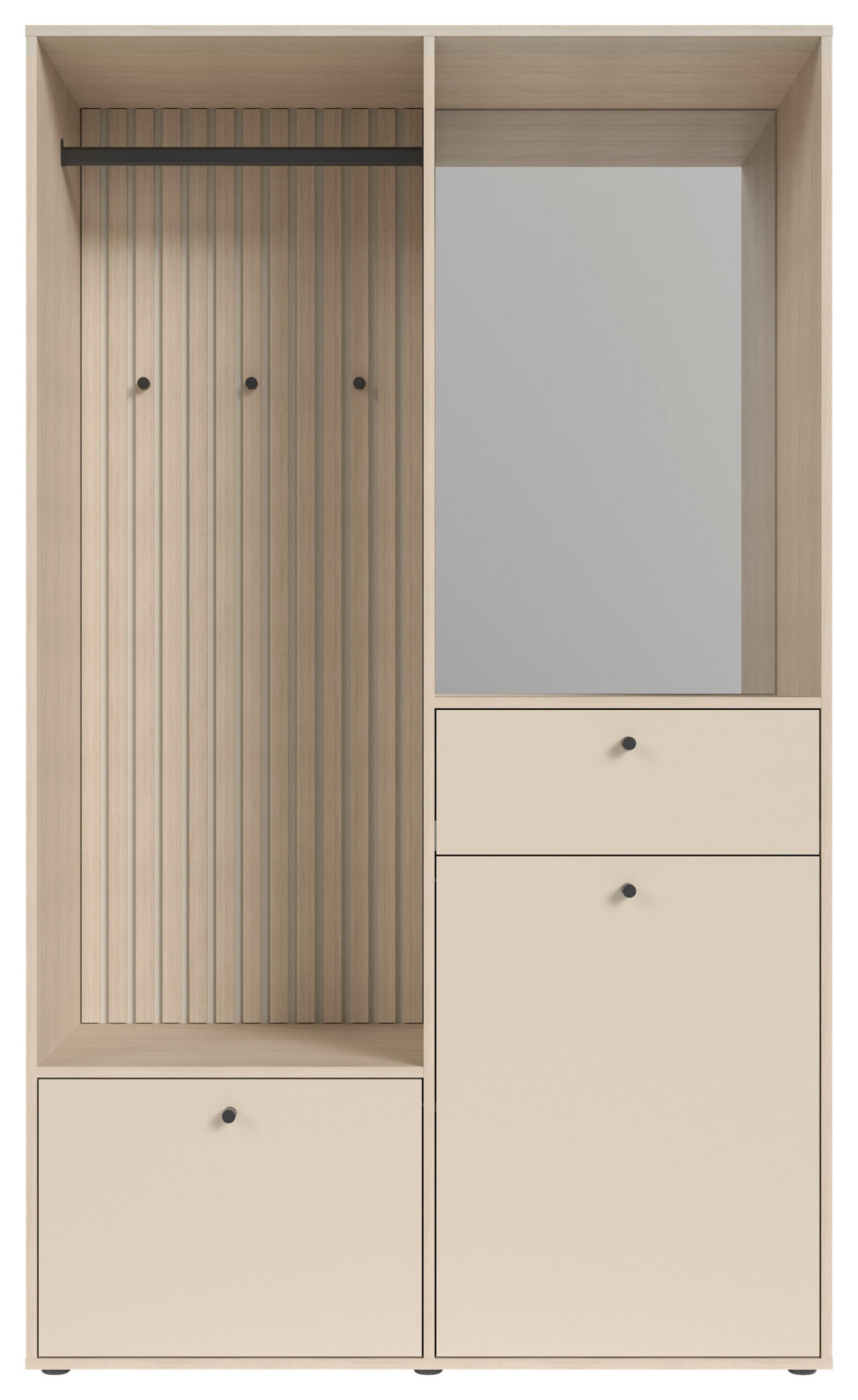GARDEROBE 4-teilig  in 120/200/50 cm  - Kaschmir/Eichefarben, Design, Glas/Holzwerkstoff (120/200/50cm) - Xora