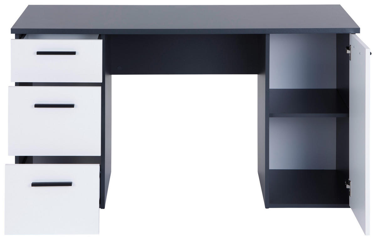 PISALNA MIZA leseni material antracit, bela  - bela/barve aluminija, Moderno, umetna masa/leseni material (138/76/60cm) - Livetastic