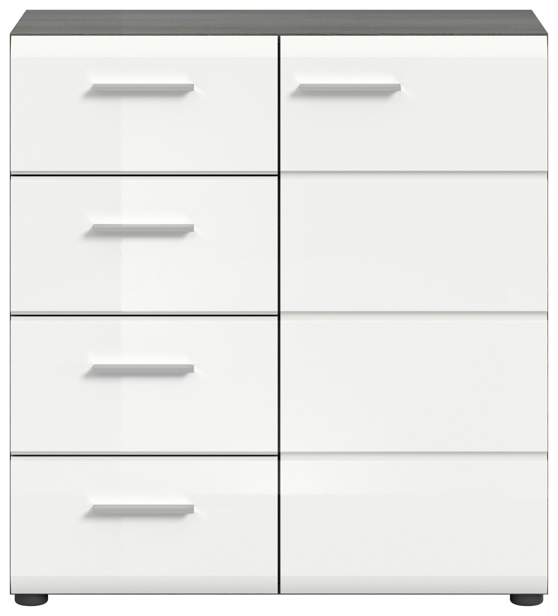 Thumbnail - Mid.you Kommode, Weiß Hochglanz, Kunststoff, 2 Fächer, 4 Schubladen, 80x85x37 cm, FSC Mix, Wohnzimmer, Kommoden & Sidebo...