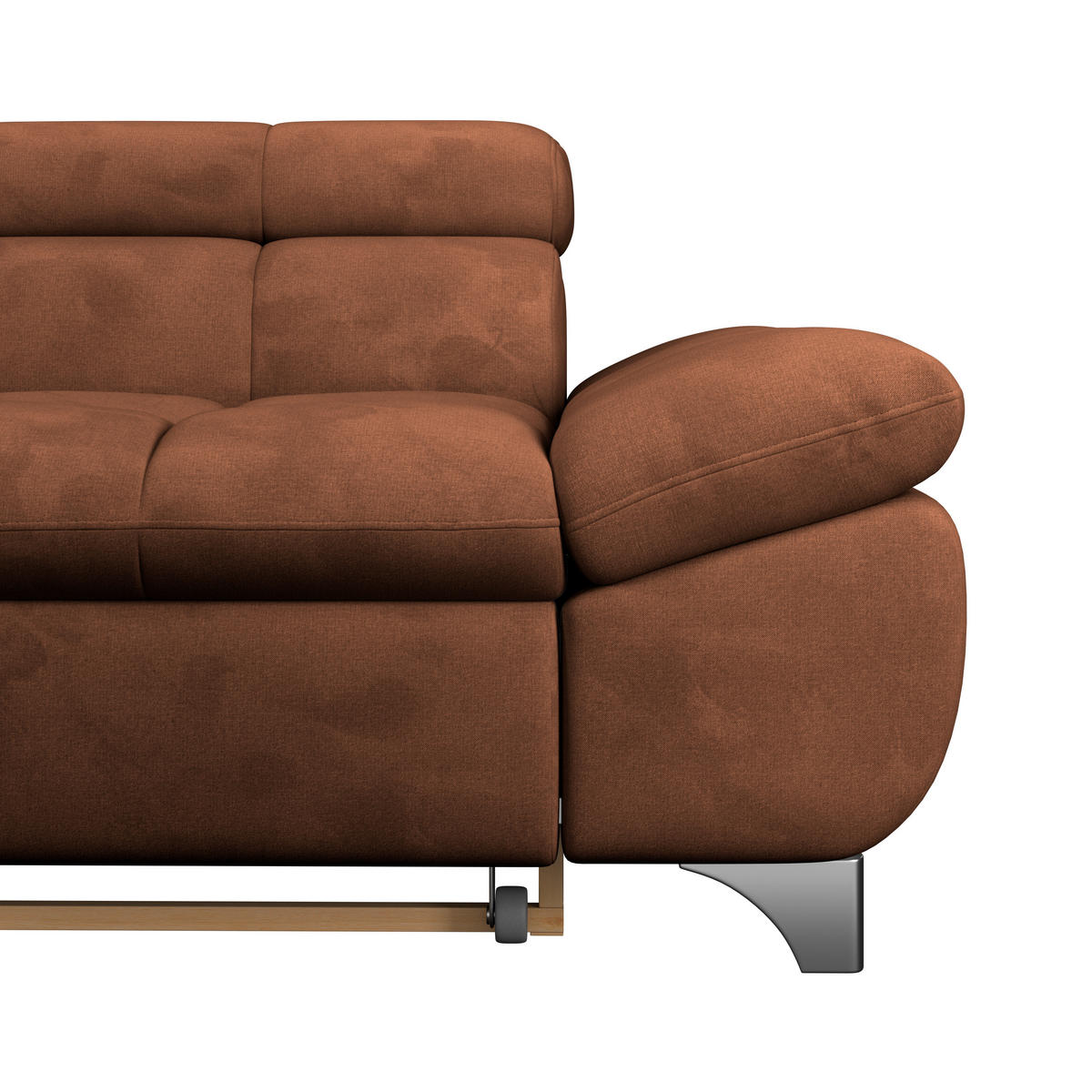 ECKSOFA Cognac Chenille  - Chromfarben/Cognac, KONVENTIONELL, Textil/Metall (234/312cm) - Livetastic