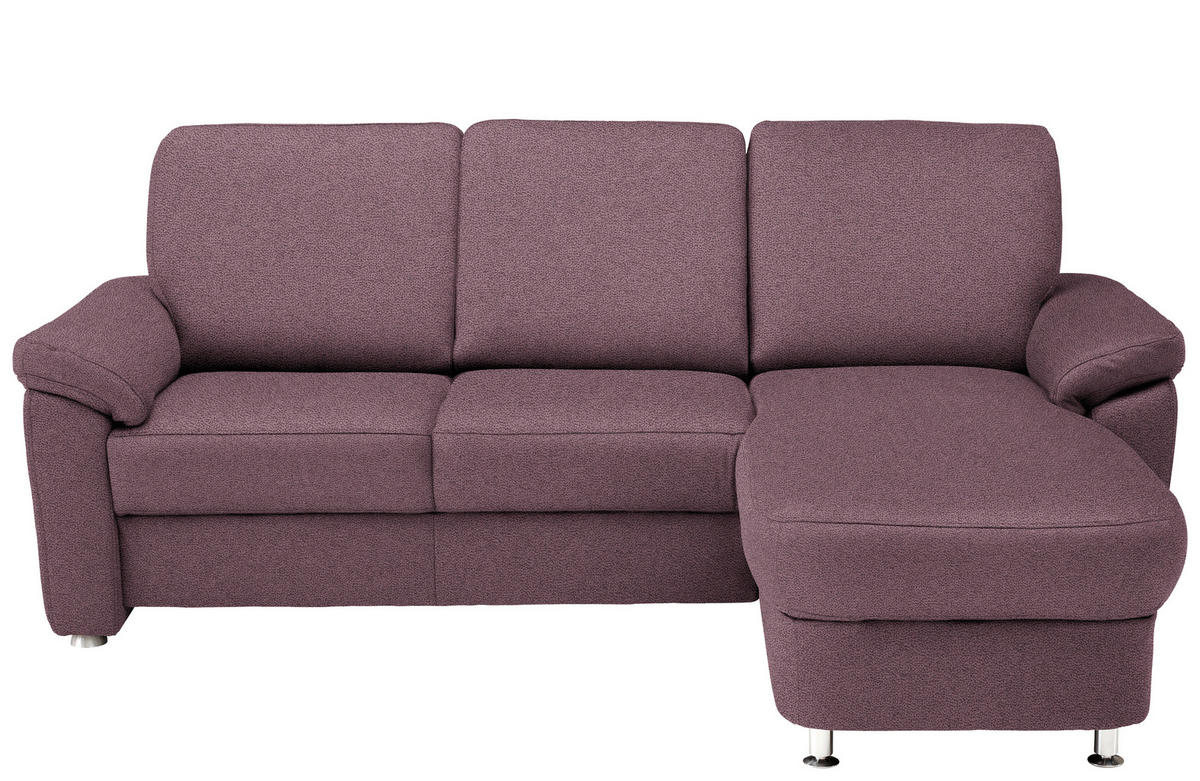 ECKSOFA in Flachgewebe Violett  250/163 cm  - Chromfarben/Violett, KONVENTIONELL, Textil/Metall (250/163cm) - Beldomo System