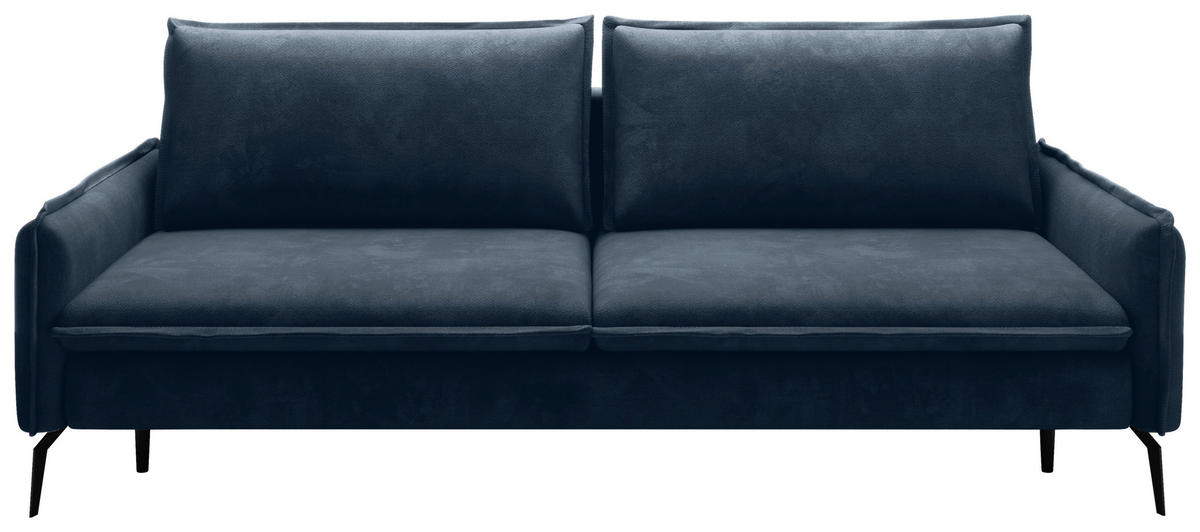 SCHLAFSOFA  mit Liegefunktion, Rücken echt Chenille Dunkelblau  - Schwarz/Dunkelblau, KONVENTIONELL, Textil/Metall (223/89/107cm) - Carryhome