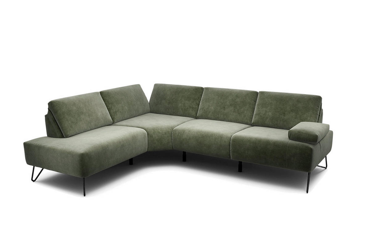 Freisteller von SENSOO ECKSOFA Cosy Waldgrün Samt.