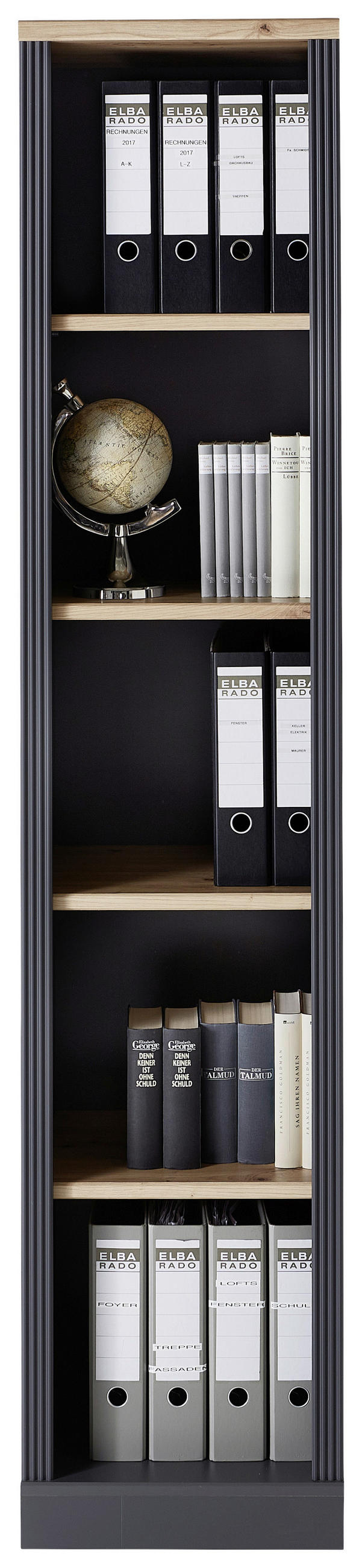 Thumbnail - Carryhome Aktenregal, Graphit, Eiche Artisan, Holzwerkstoff, 5 Fächer, 43x204x38 cm, Beimöbel erhältlich, stehend, Arbei...