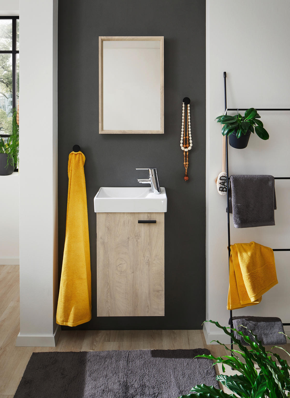 GÄSTEBAD 40 cm  - Eichefarben/Weiß, KONVENTIONELL, Holzwerkstoff (40cm) - home24