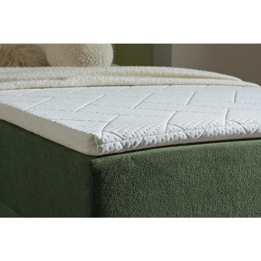 Thumbnail - Boxxx Boxbett, Dunkelgrün, Textil, H3, Höhe ca. 24 cm, 120x200 cm, Bettkasten, gepolstertes Kopfteil, Topper durchgehend...