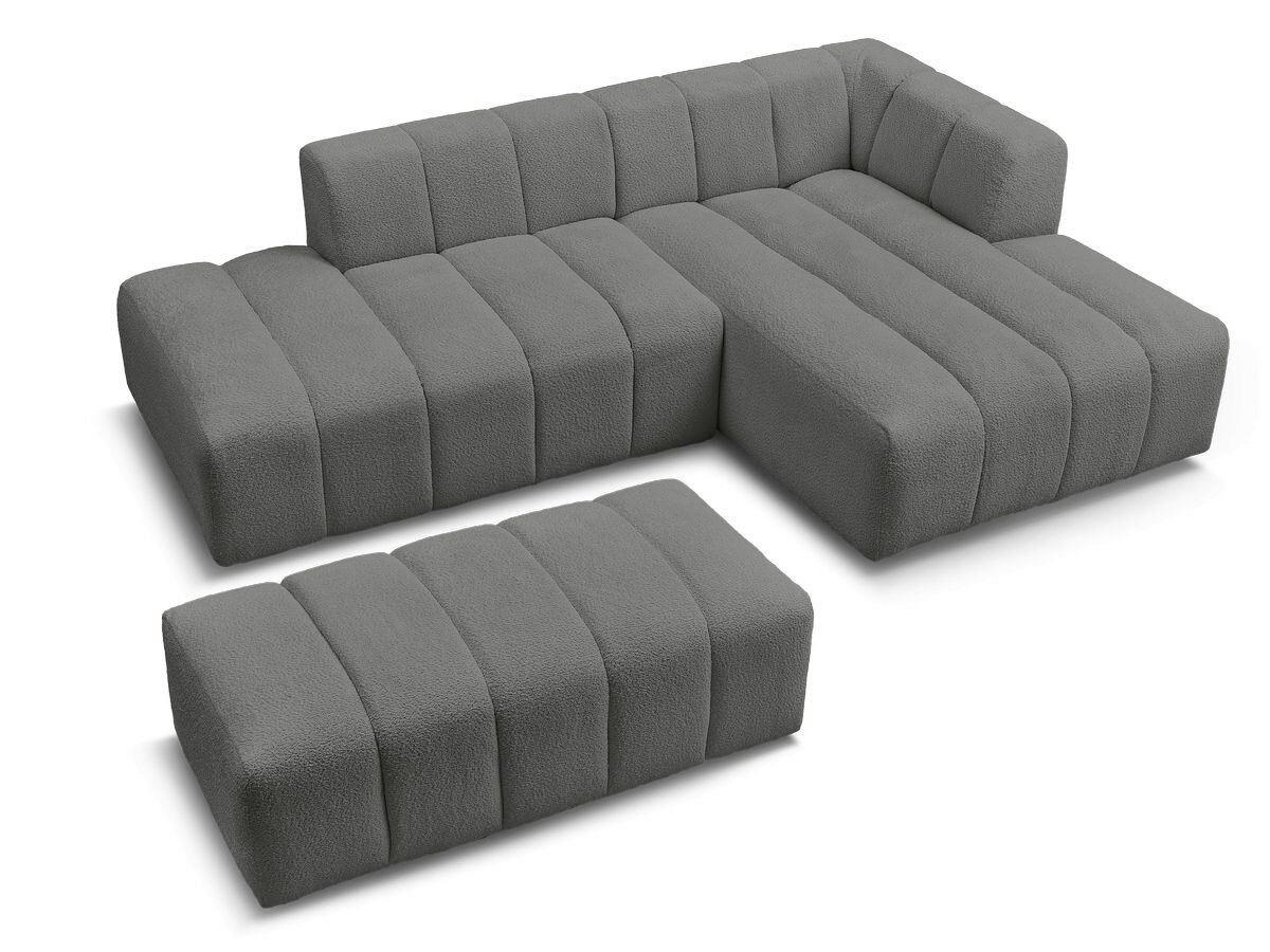 ECKSOFA  ANNECY Dunkelgrau Bouclé  - Dunkelgrau/Schwarz, MODERN, Kunststoff/Textil (262/170cm)