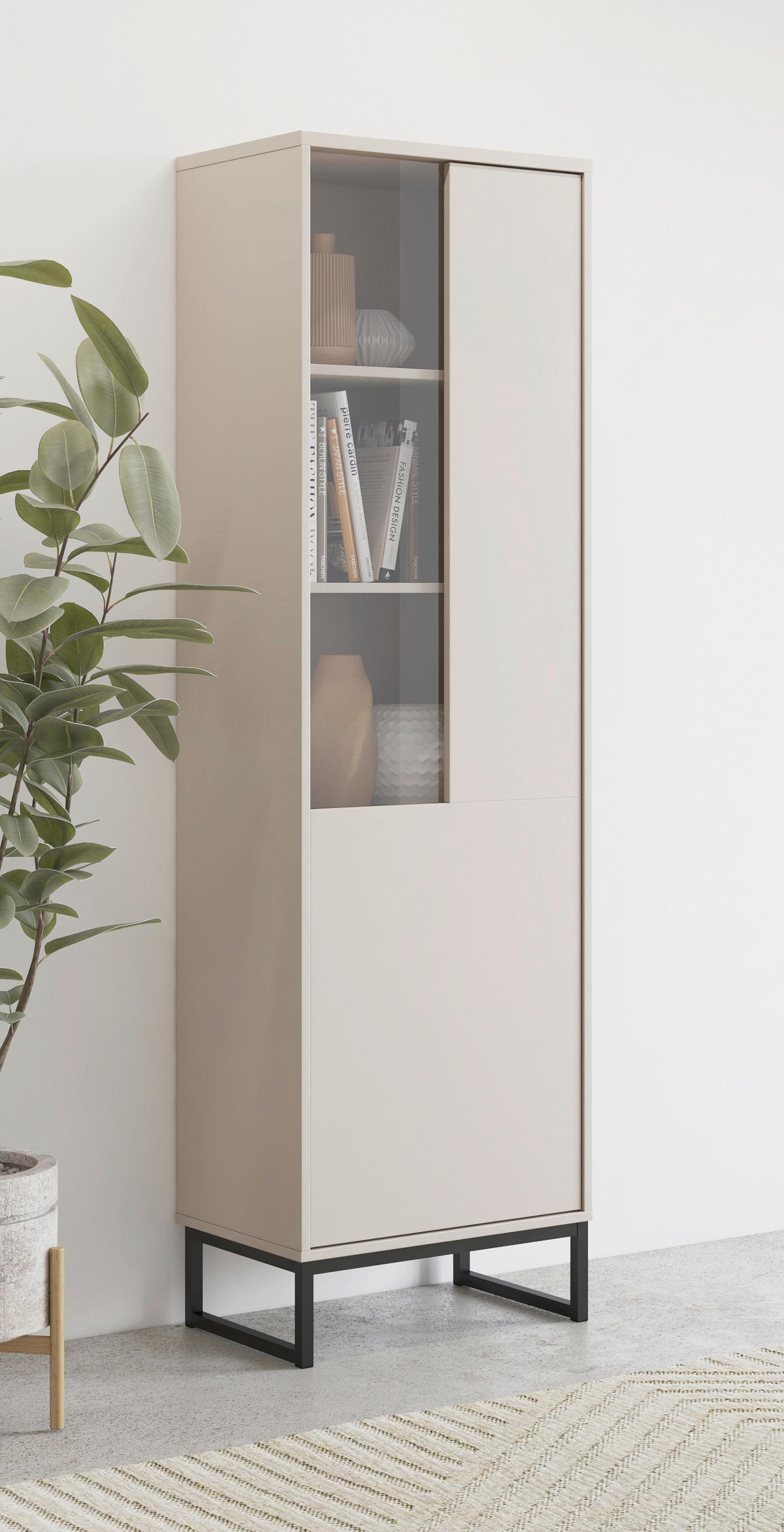 VITRINE Kaschmir  - Kaschmir/Schwarz, Design, Glas/Holzwerkstoff (53,4/180,7/36,5cm) - MID.YOU
