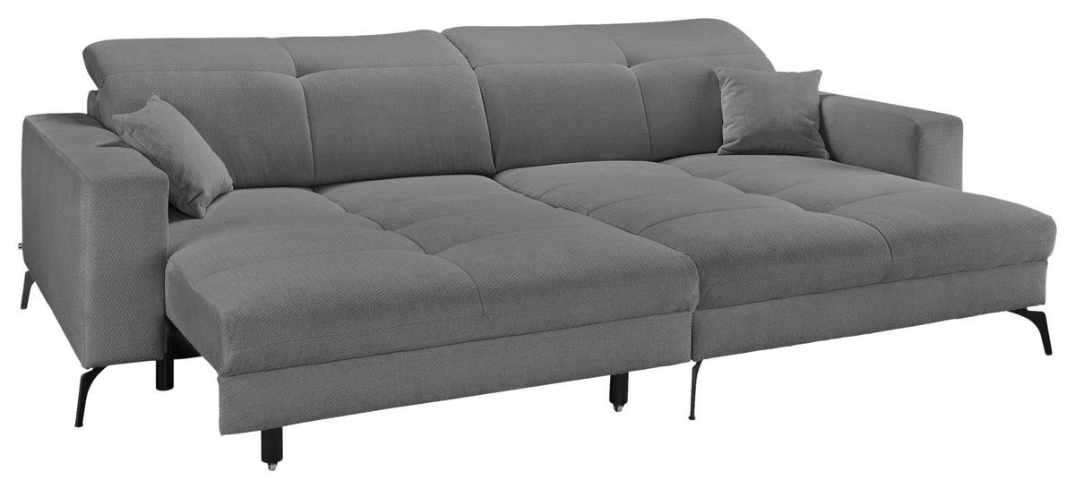 ECKSOFA Dunkelgrau Webstoff  - Dunkelgrau/Schwarz, KONVENTIONELL, Textil/Metall (285/180cm) - SetOne by Musterring