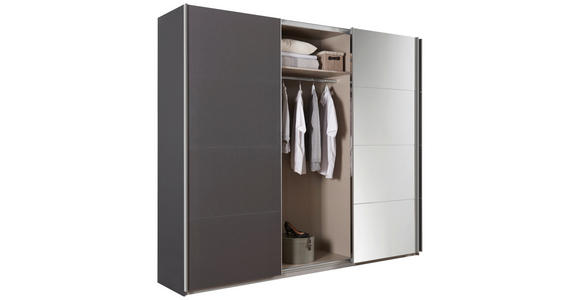 SCHWEBETÜRENSCHRANK in Dunkelgrau - Chromfarben/Dunkelgrau, Design, Glas/Holzwerkstoff (270/230/62cm) - Xora