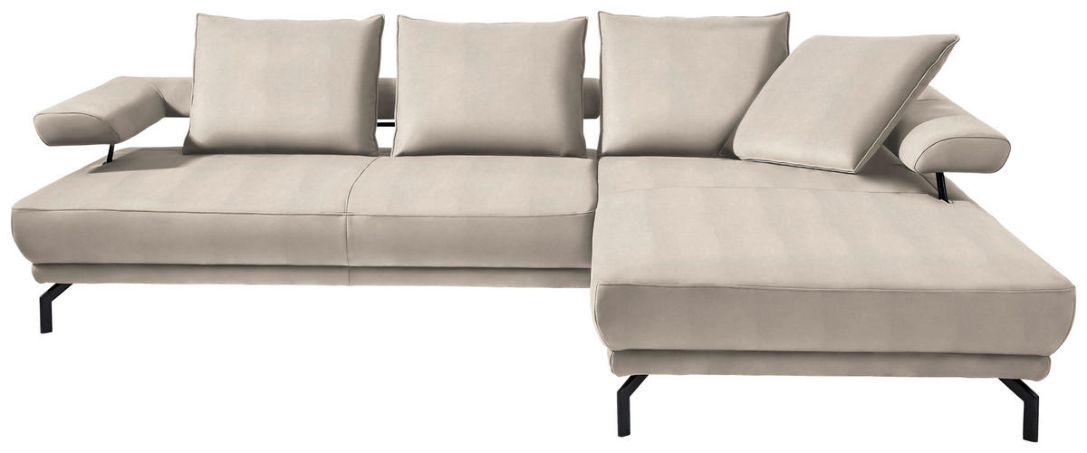 ECKSOFA in Mikrofaser Creme  305/224 cm  - Creme/Schwarz, Design, Textil/Metall (305/224cm) - Dieter Knoll