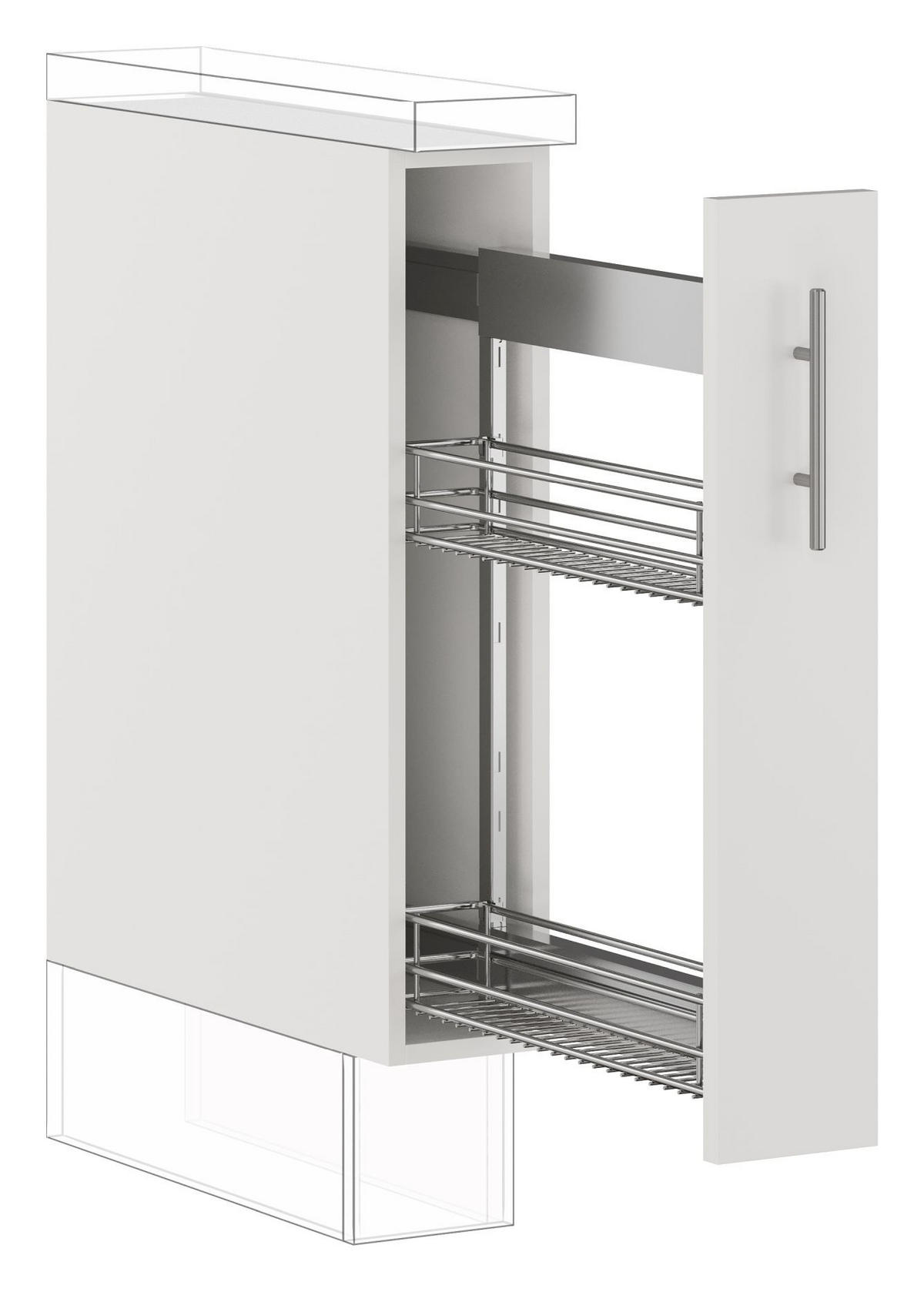 APOTHEKERSCHRANK 15/87,8/57,6 cm  in Weiß  - Edelstahlfarben/Weiß, Basics, Holzwerkstoff/Metall (15/87,8/57,6cm) - Impuls
