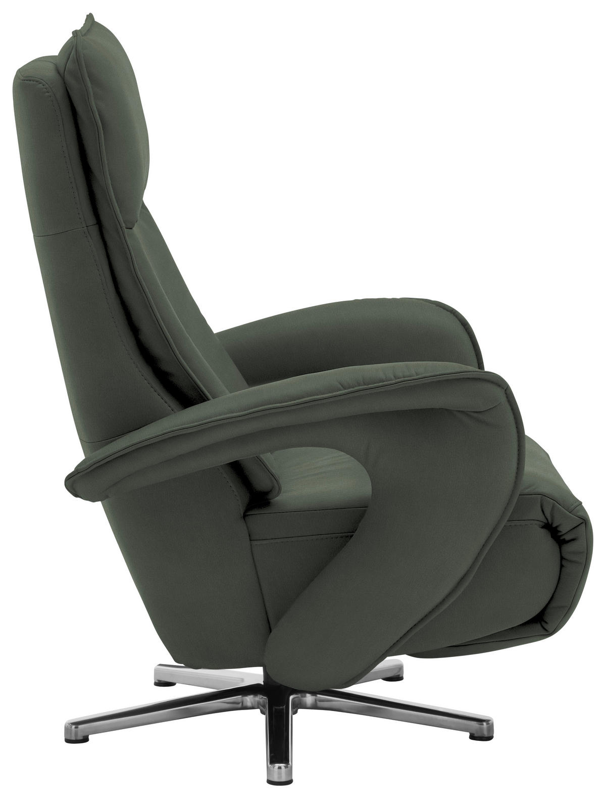 RELAXSESSEL in Leder Dunkelgrün  - Chromfarben/Dunkelgrün, Design, Leder/Metall (77/110/87cm) - Valdera