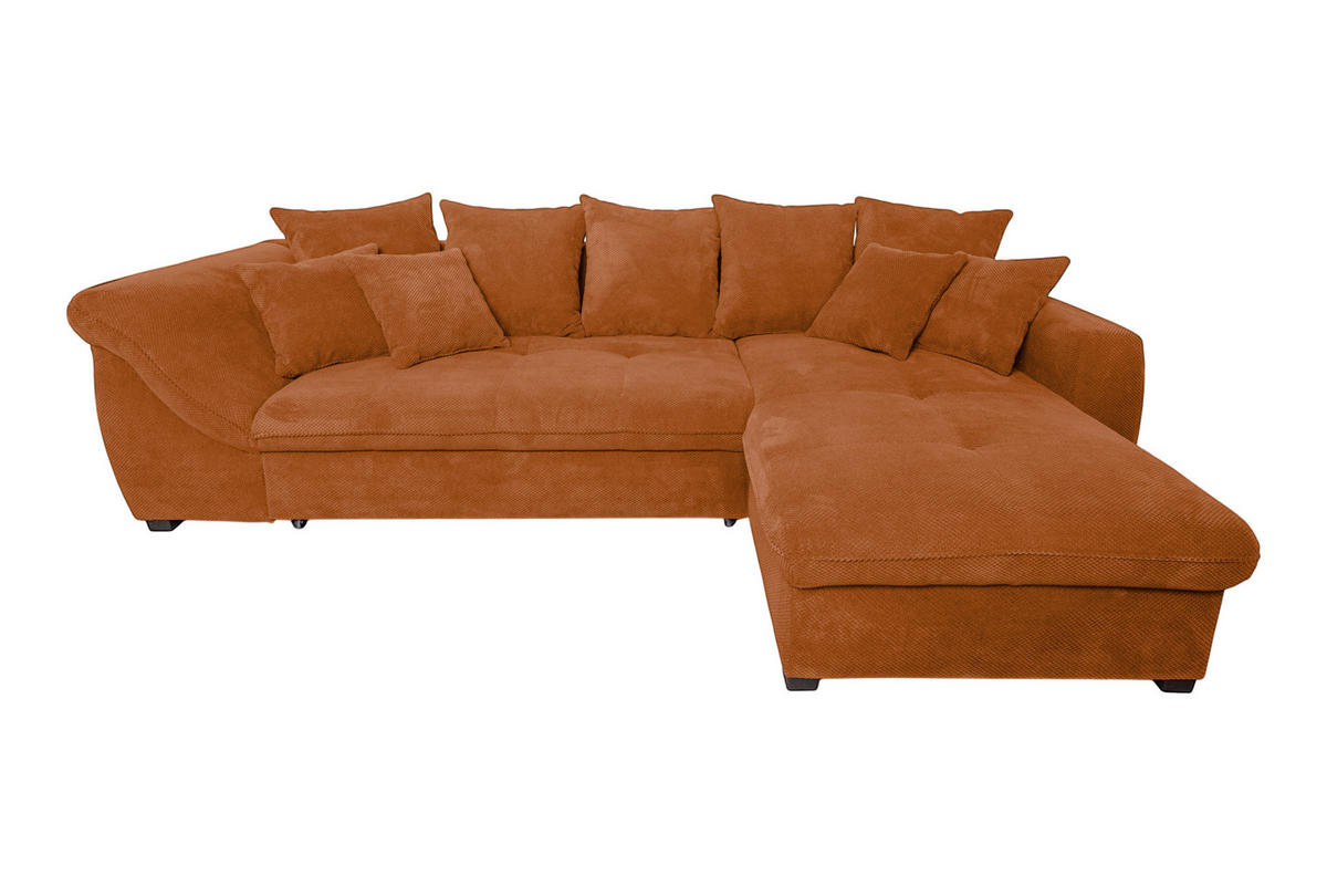 ECKSOFA LORENZO Rostfarben Struktur Liegefläche im Originalstoff  - Rostfarben/Schwarz, Design, Textil/Metall (302/188cm) - P & B