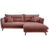 ECKSOFA Koralle Cord  - Koralle/Schwarz, MODERN, Textil/Metall (255/180cm) - Livetastic