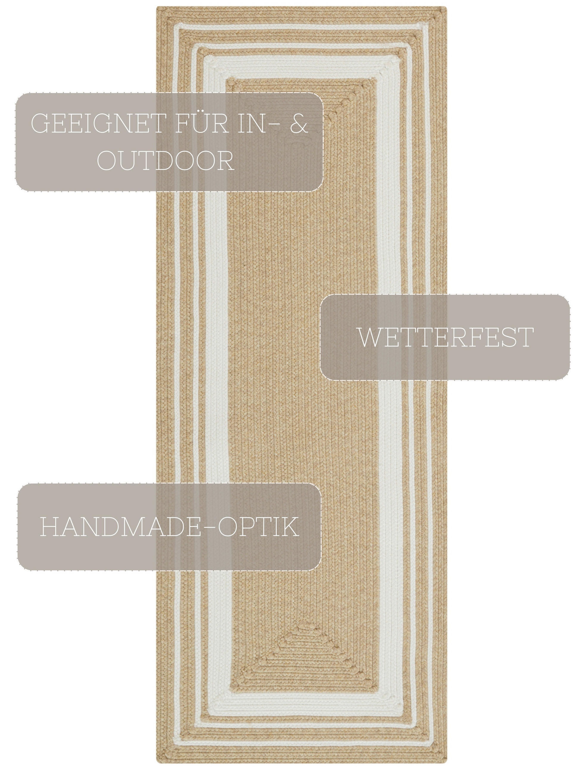 LÄUFER 80/200 cm Braided  - Beige/Creme, Design, Kunststoff (80/200cm)