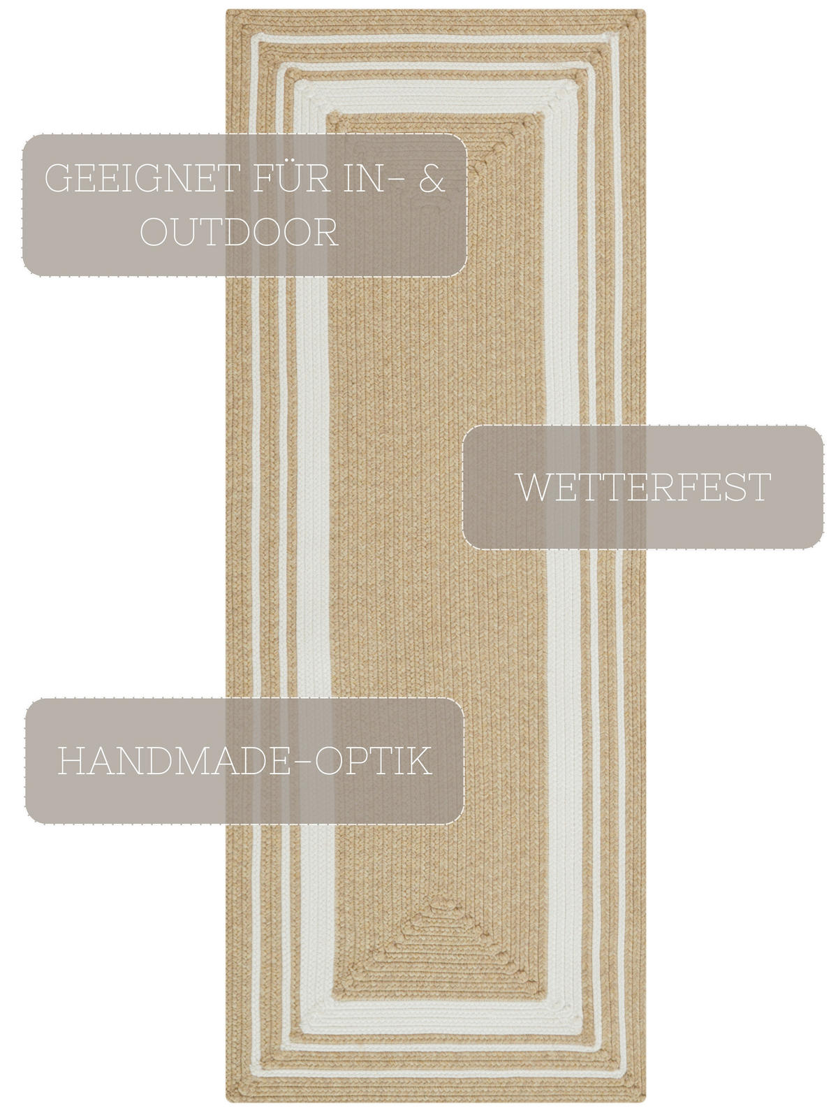 LÄUFER 80/200 cm Braided  - Beige/Creme, Design, Kunststoff (80/200cm)