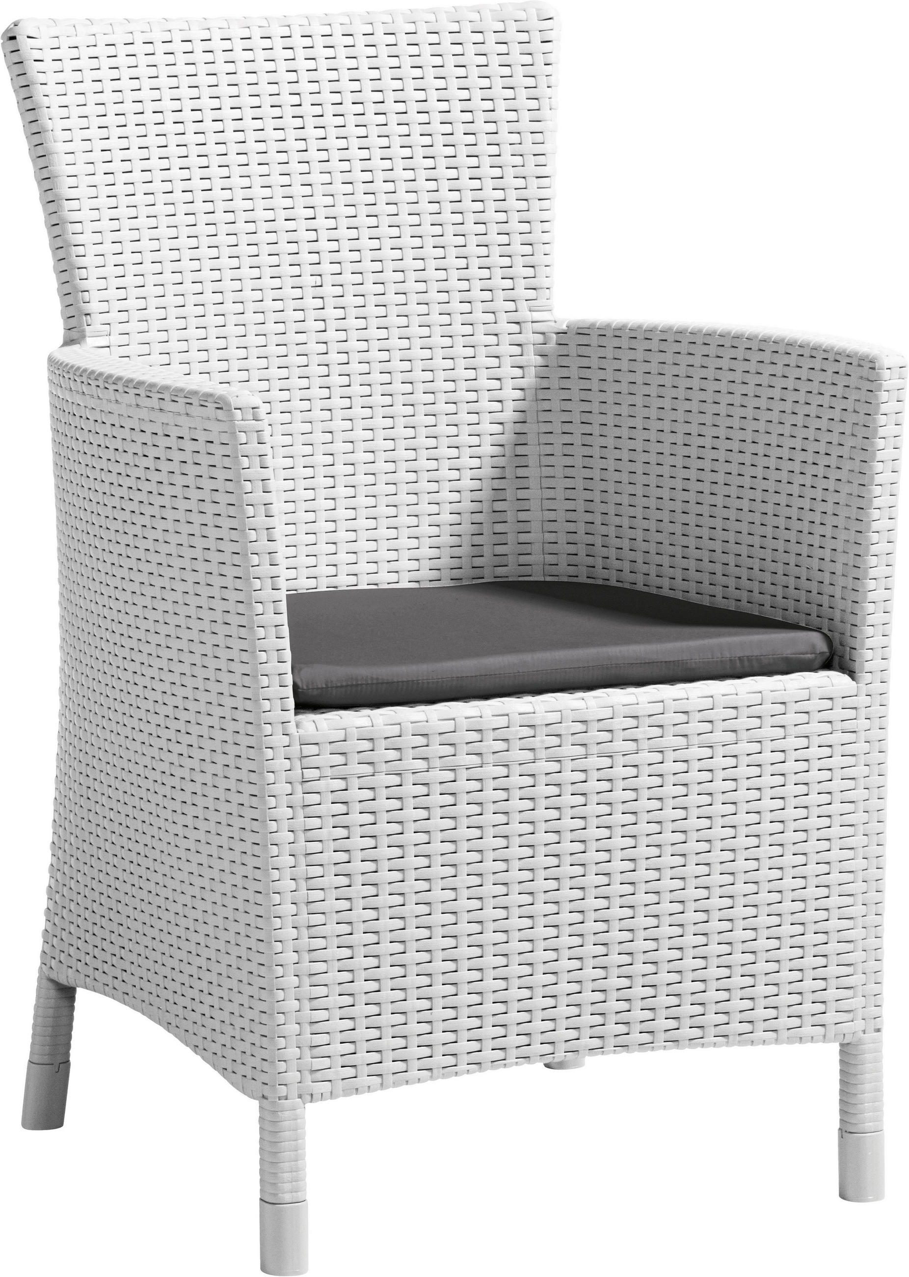 Gartenstuhl in Kunststoff, Textil Grau, Weiß