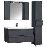 BADEZIMMER 4-teilig  in 130 cm  - Anthrazit, Modern, Glas/Keramik (130cm) - MID.YOU
