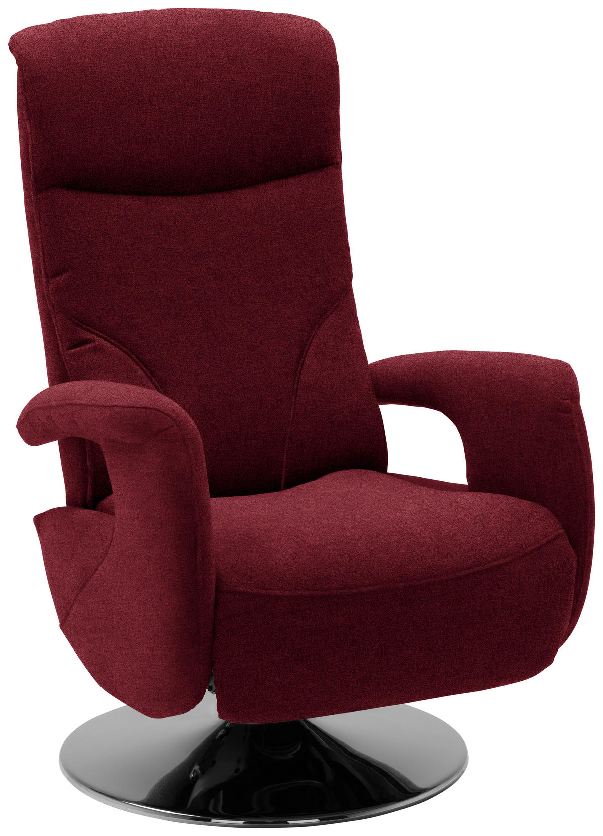 RELAXSESSEL Chenille, Mikrofaser Relaxfunktion, Kopfteilverstellung    - Chromfarben/Rot, Design, Textil/Metall (71/110/83cm) - Dieter Knoll