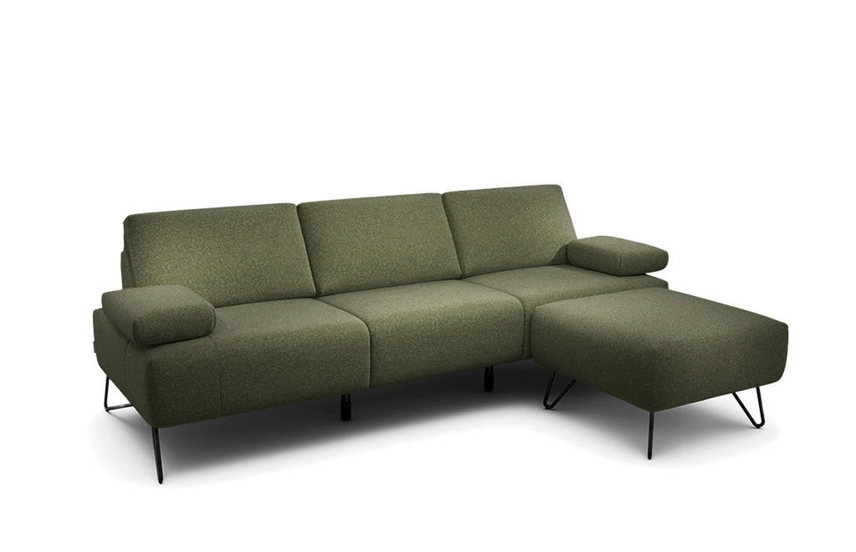 3-SITZER-SOFA in Chenille Waldgrün  - Waldgrün/Schwarz, Design, Textil/Metall (234-264/85/86-94cm) - SENSOO