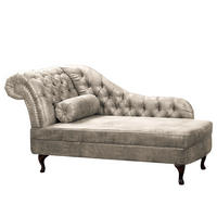 RÉCAMIERE Lederlook Hellgrau  - Hellgrau/Braun, Design, Holz/Textil (185/93/75cm) - Livetastic