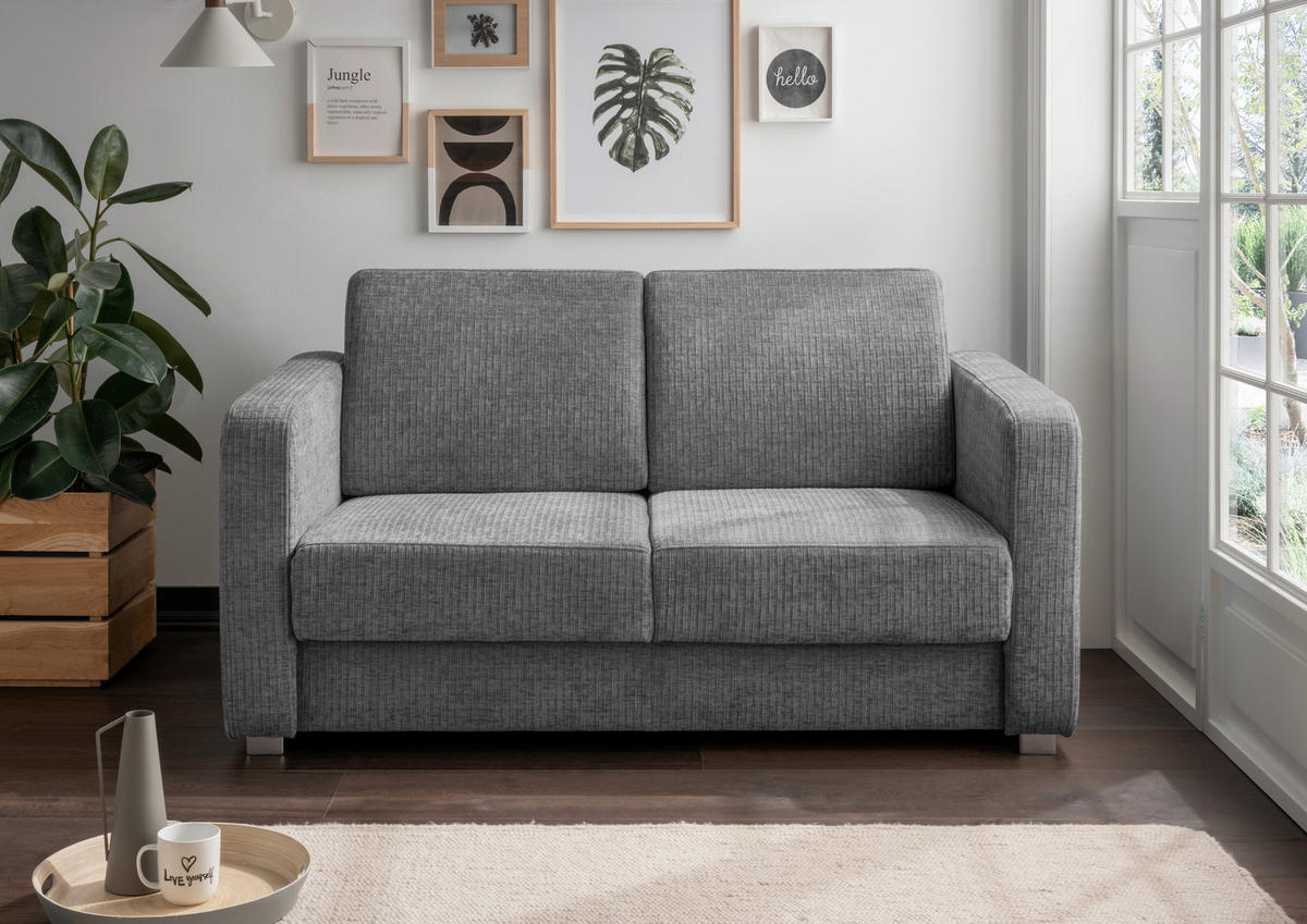 SCHLAFSOFA Mikrofaser Grau  - Chromfarben/Grau, Basics, Kunststoff/Textil (159/88/87cm) - Livetastic