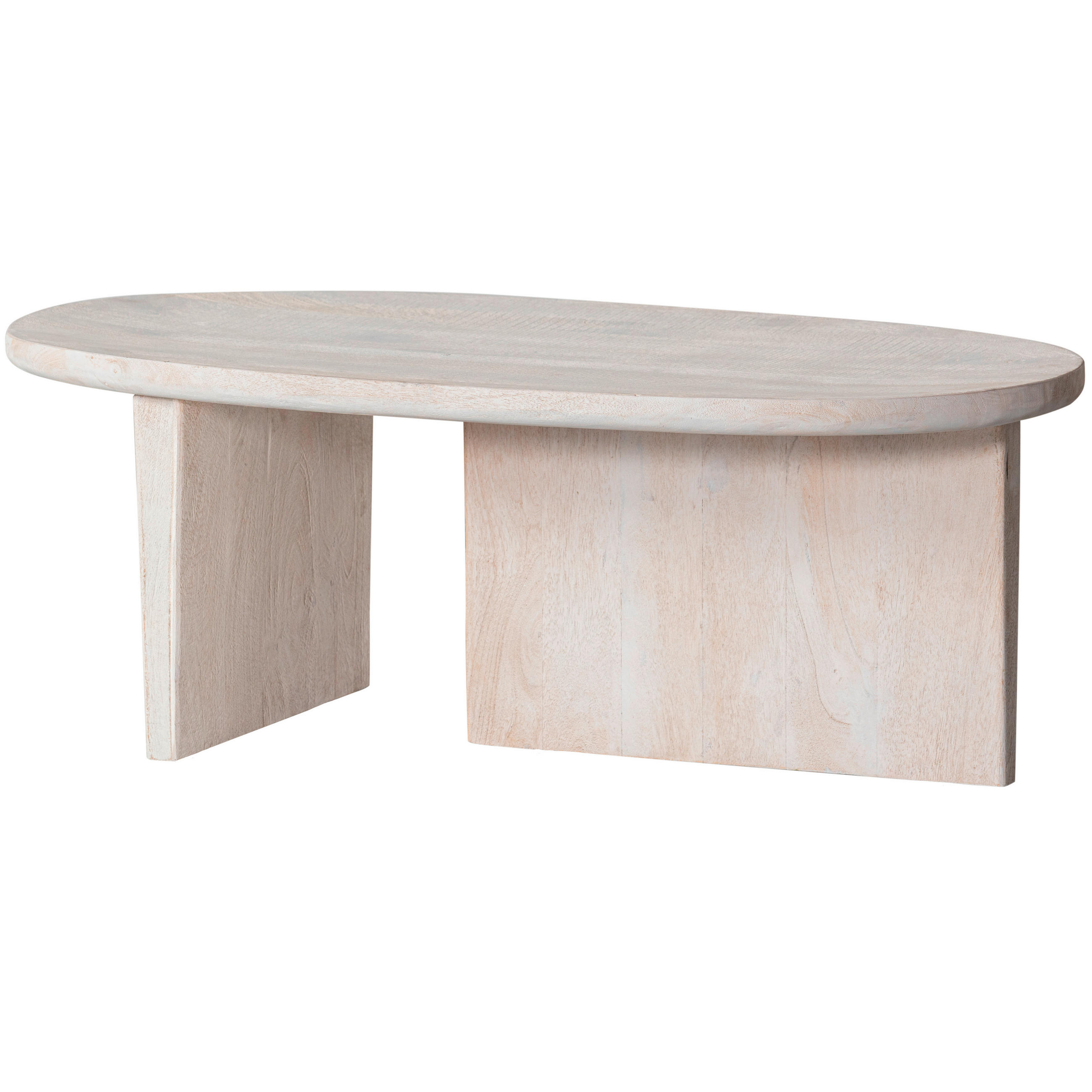 COUCHTISCH Seam Mangoholz massiv 110/60/40 cm oval Weiß, Naturfarben  - Weiß/Naturfarben, Design, Holz (110/60/40cm) - Livetastic