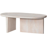 COUCHTISCH Seam Mangoholz massiv 110/60/40 cm oval Weiß, Naturfarben  - Weiß/Naturfarben, Design, Holz (110/60/40cm) - Livetastic