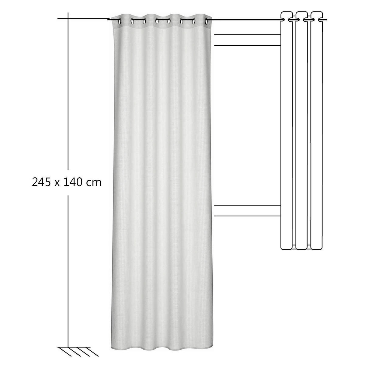 ÖSENVORHANG halbtransparent  - Weiß, Basics, Textil (140/245cm) - Fuggerhaus