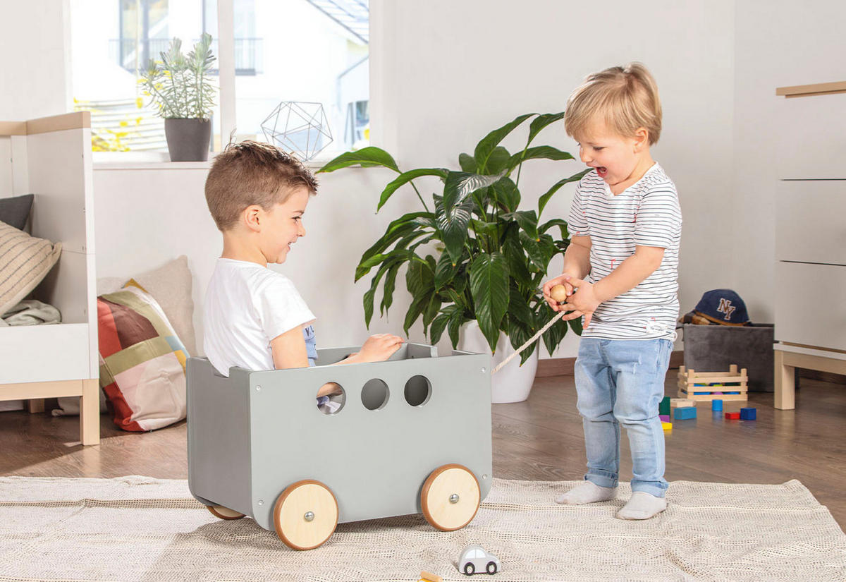 SPIELZEUGBOX JIM  - Grau, Basics, Holzwerkstoff (50/36/36cm) - Pinolino