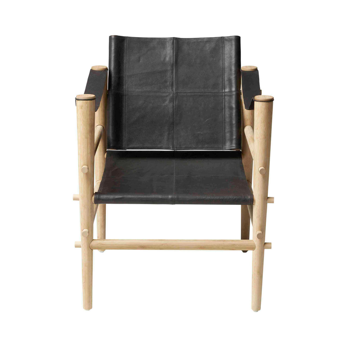 SESSEL 59/79/61 cm  in Echtleder Schwarz  - Schwarz/Naturfarben, ROMANTIK / LANDHAUS, Leder/Holz (59/79/61cm) - MID.YOU