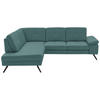 ECKSOFA in Lederlook, Mikrofaser Türkis  - Türkis/Schwarz, Design, Textil/Metall (194/261cm) - Beldomo System