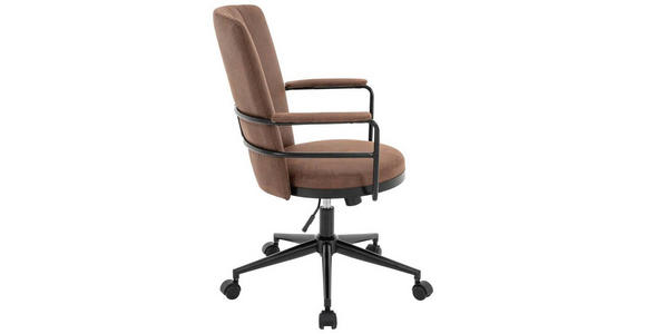 DREHSTUHL  in Mikrofaser Braun, Schwarz  - Schwarz/Braun, Design, Kunststoff/Textil (64/89,5-97,5/64cm) - Carryhome