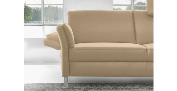 2,5-SITZER in Leder Beige - Beige/Alufarben, Design, Leder/Metall (164/82/99cm) - Dieter Knoll