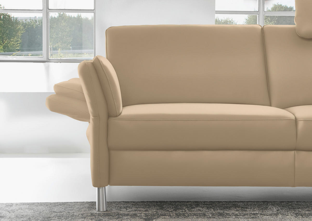 2,5-SITZER in Echtleder Beige  - Beige/Alufarben, Design, Leder/Metall (164/82/99cm) - Dieter Knoll