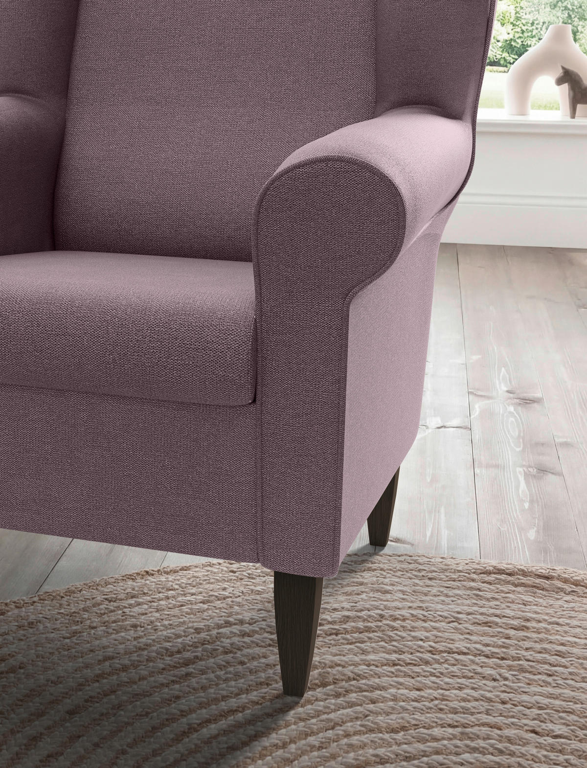 OHRENSESSEL Struktur Bordeaux  - Wengefarben/Bordeaux, Konventionell, Holz/Textil (80/102/86cm) - Livetastic
