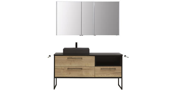 BADEZIMMER - Dunkelgrau/Eichefarben, MODERN, Glas/Holzwerkstoff (150cm) - Dieter Knoll
