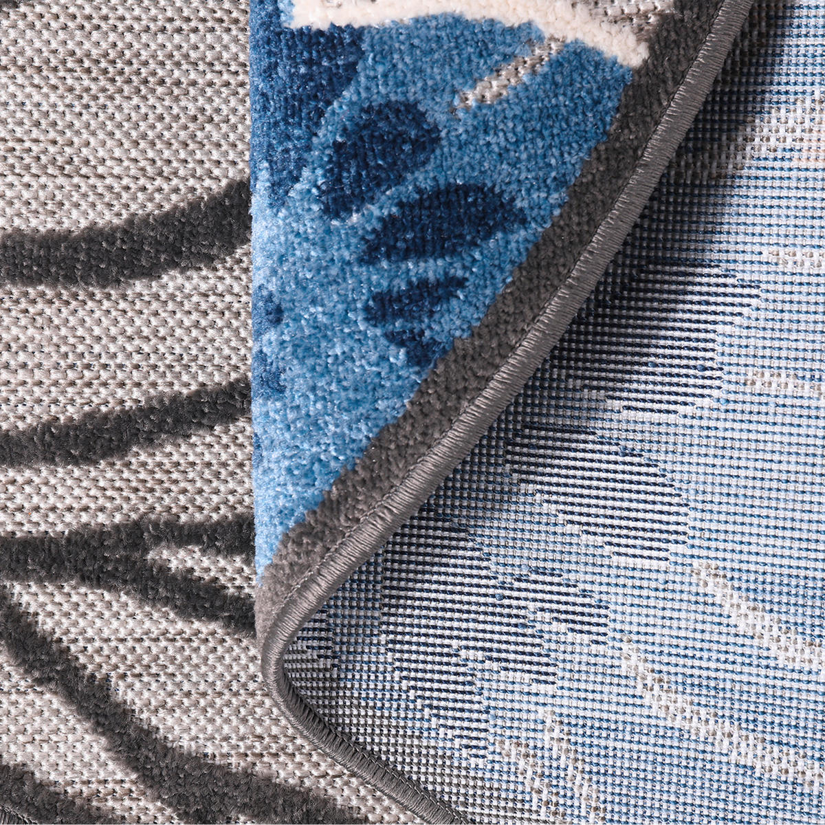 OUTDOORTEPPICH 150 cm Floral Grau, Blau  - Blau/Grau, LIFESTYLE, Kunststoff/Textil (150cm) - Novel