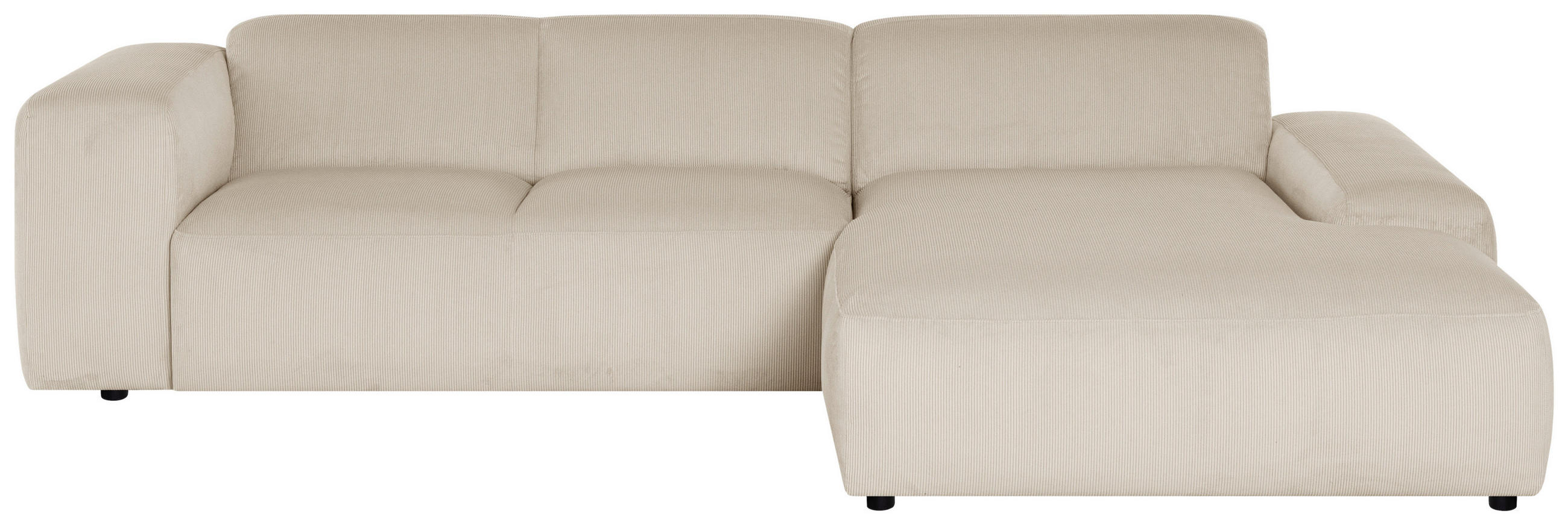 ECKSOFA HANNAH Beige Cord  - Beige/Schwarz, Design, Kunststoff/Textil (304/200cm) - MID.YOU