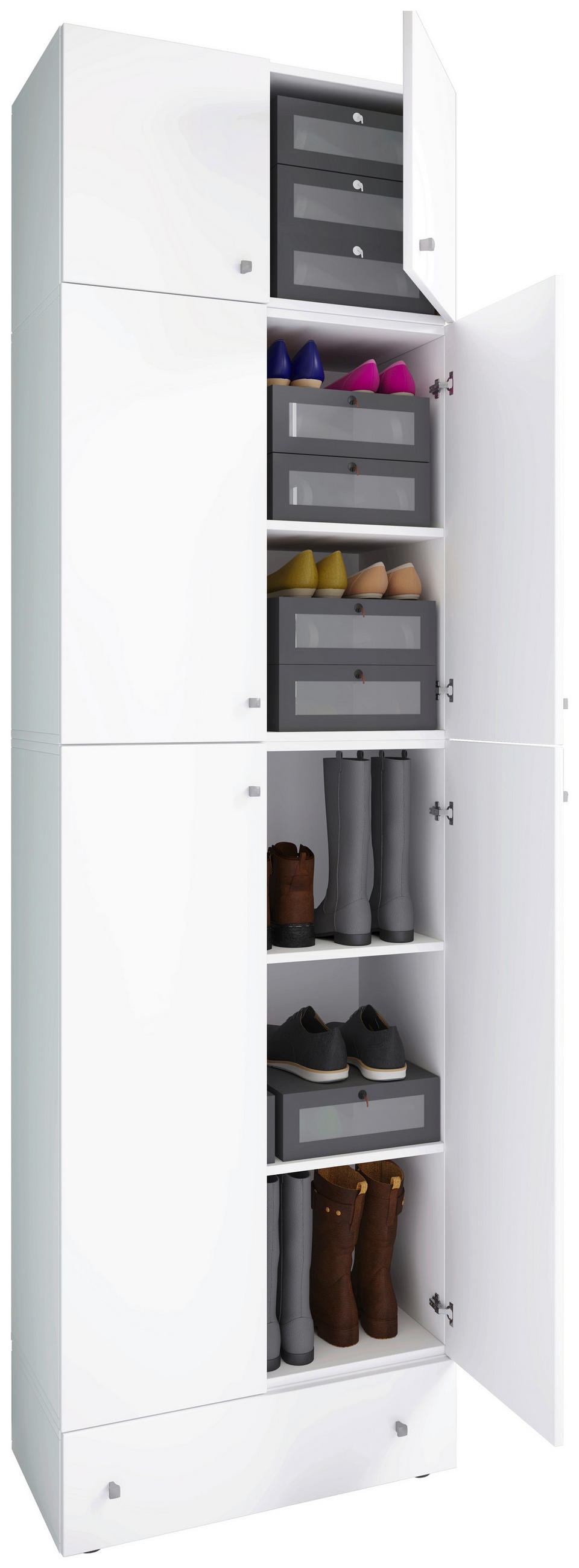 SCHUHSCHRANK in 70/240/39 cm - Weiß/Grau, MODERN, Holzwerkstoff/Kunststoff (70/240/39cm) - MID.YOU