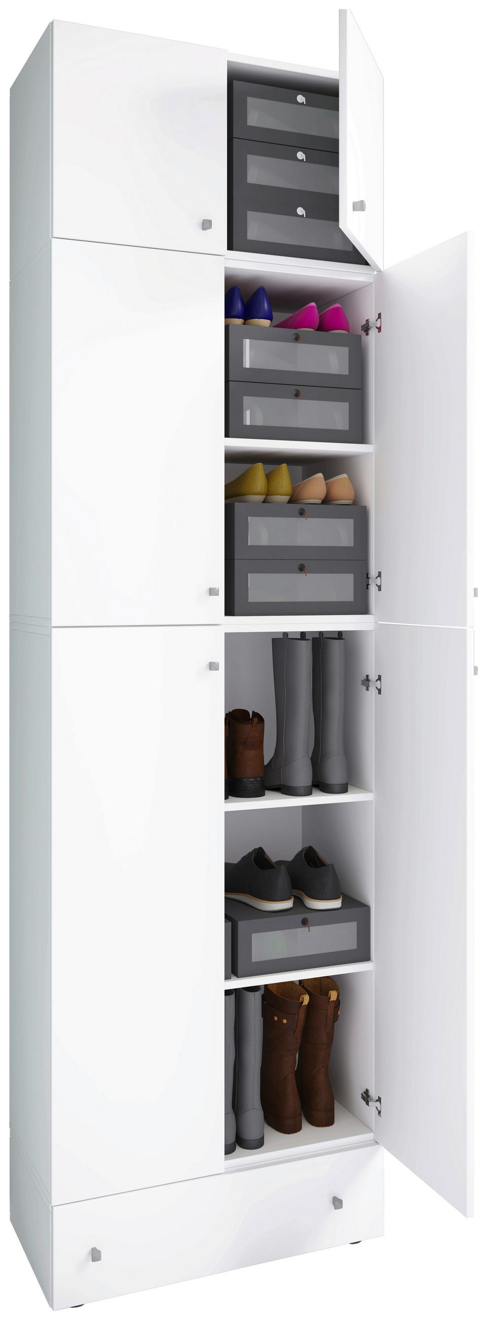 SCHUHSCHRANK Weiß  - Weiß/Grau, MODERN, Holzwerkstoff/Kunststoff (70/240/39cm) - MID.YOU