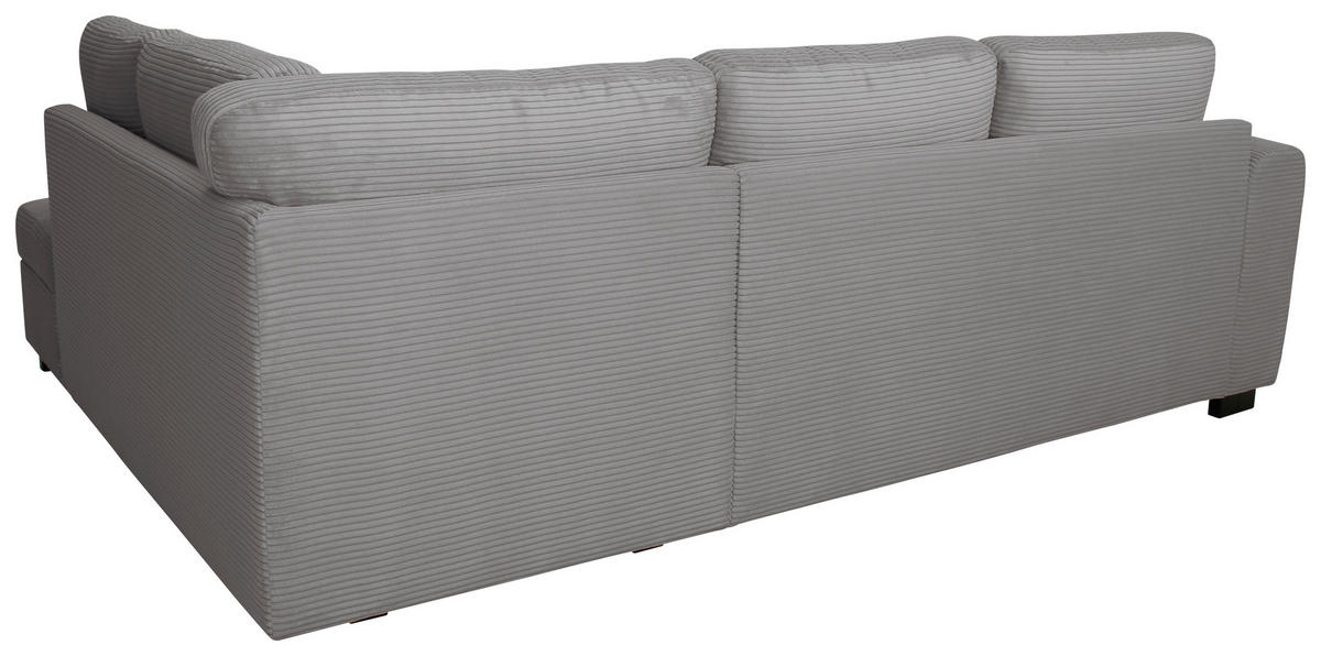 ECKSOFA JOHN Grau Cord Rückenkissen, Bettkasten, Liegefläche im Originalstoff  - Schwarz/Grau, Trend, Kunststoff/Textil (239/178cm) - P & B
