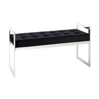 HOCKERBANK in Metall, Textil Schwarz, Edelstahlfarben  - Edelstahlfarben/Schwarz, Design, Textil/Metall (100/57/41cm)