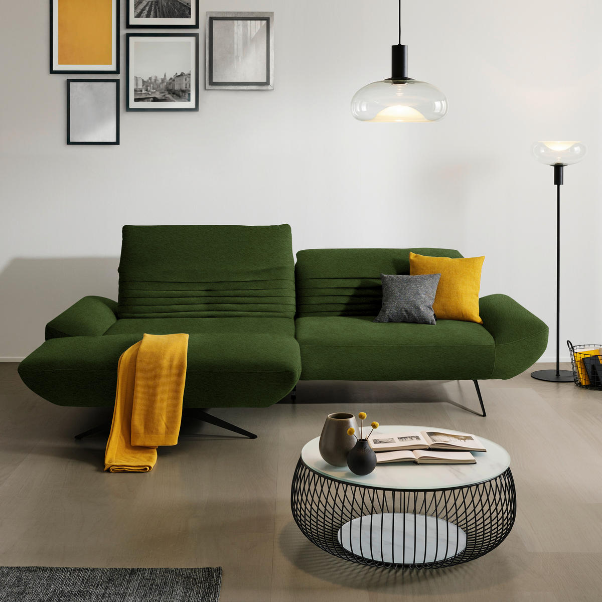 ECKSOFA  in Teddystoff Grün  170-195/280 cm  - Schwarz/Braun, Design, Textil/Metall (170-195/280cm) - Dieter Knoll